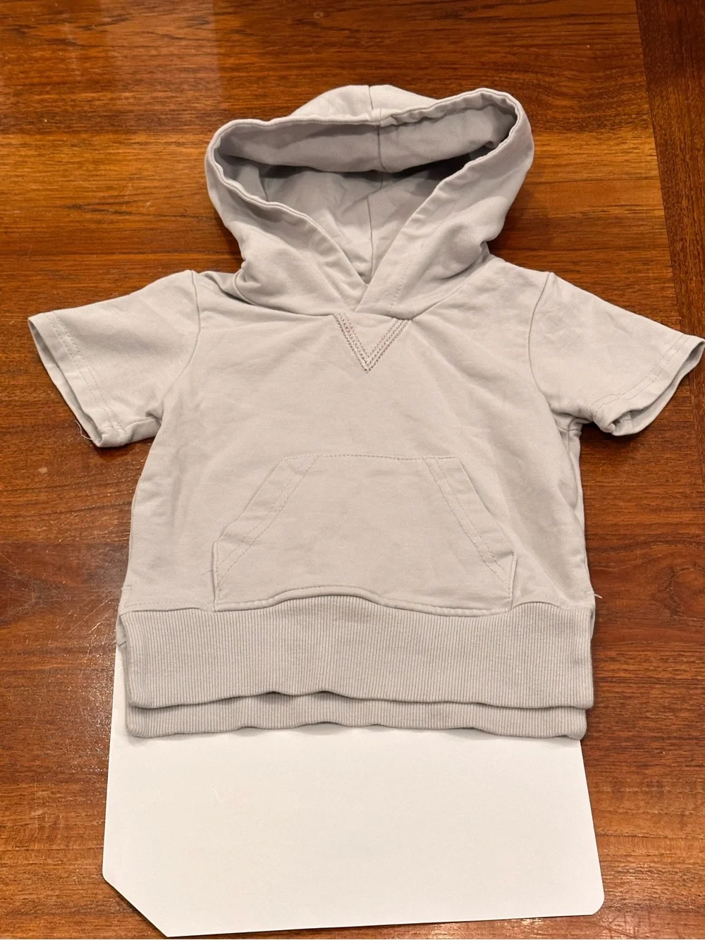 EUC Little Bipsy Short Sleeve Hoodie, Frost Gray, 6-12 Months